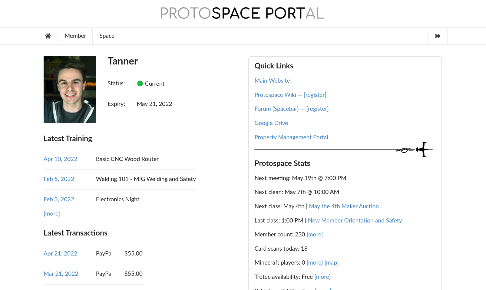 a screenshot of the homepage of Spaceport